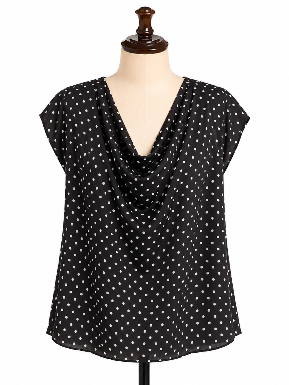 Coldwater Creek Black Polka Dot Blouse with Black Straight-Leg Pants